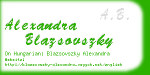 alexandra blazsovszky business card